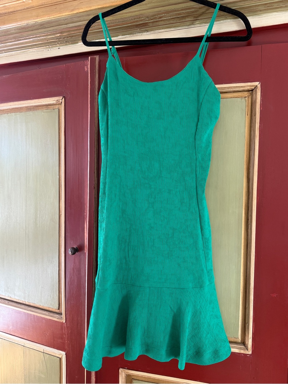 If By Sea - Los Angeles Crepe Pleated Strappy Dress. Emerald. Small.